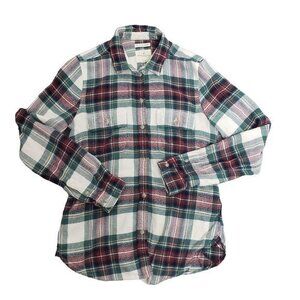 American Eagle Women's Size Small Red Green Soft Button‎ Up Plaid Flannel Shirt